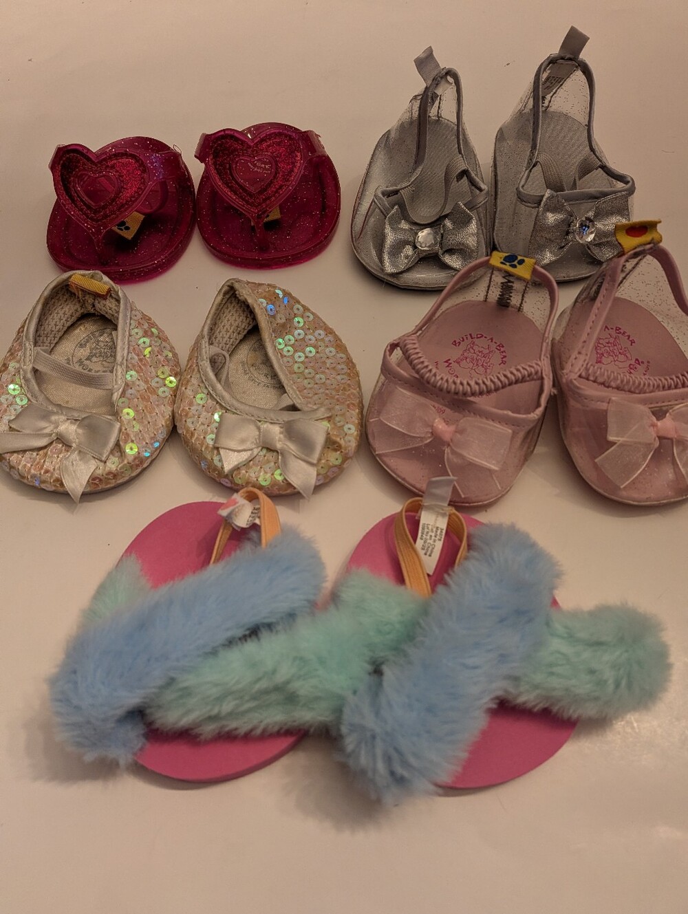 Lot Of 5 Build A Bear Shoes Dress Shoes, Slippers And Sandals